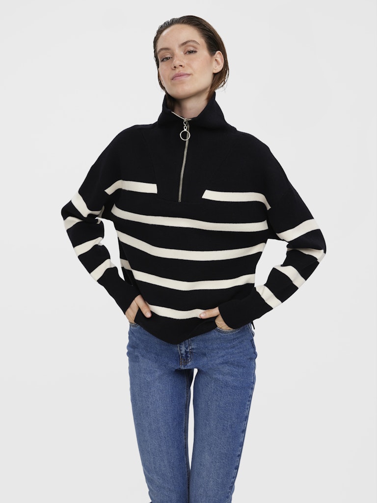 VMSABA STRIPE LS HIGHNECK BLOU