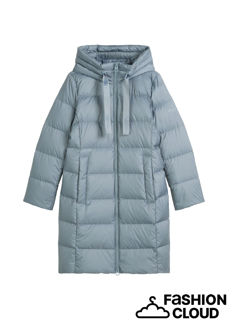 Coat, down filled, with hood,
