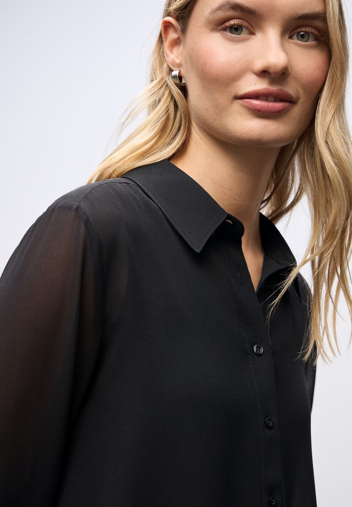 Chiffon buttoned shirtcollar b