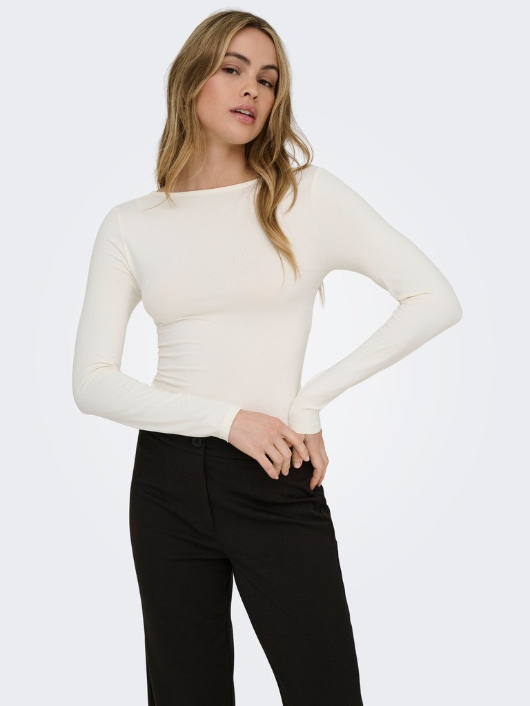 ONLEA L/S 2-WAY DEEP NECK TOP