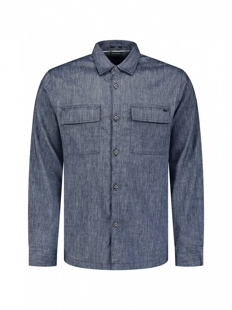 Overshirt Full Button 2-Tone With Linen