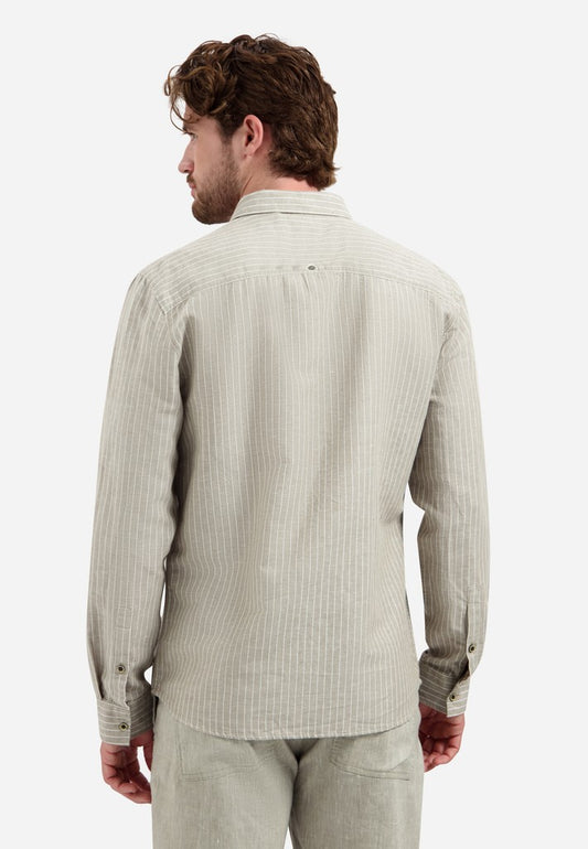 Shirt Vertical Small Stripe With Linen