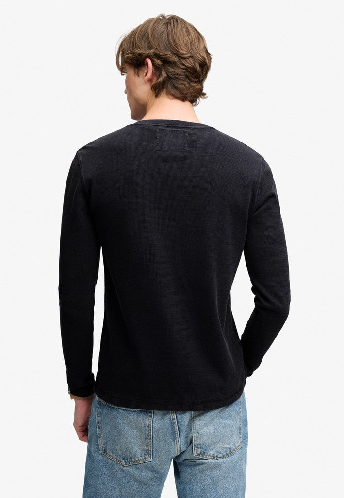 WAFFLE LONG SLEEVE HENLEY TOP