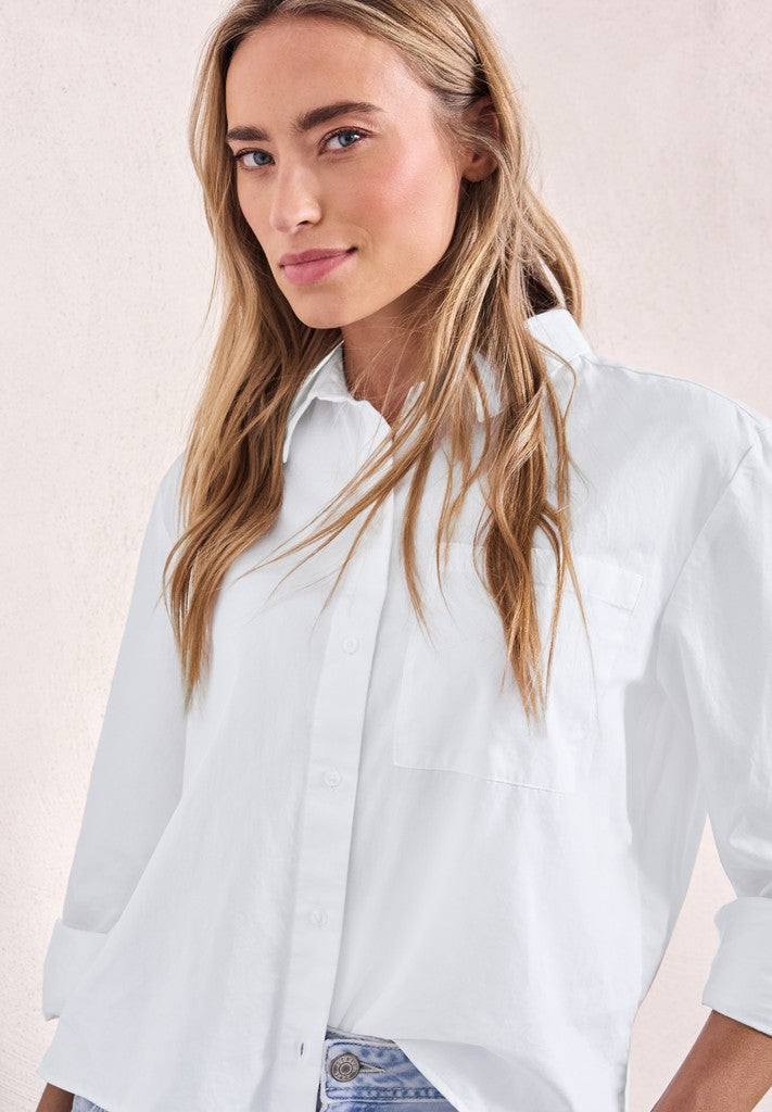 QR Cotton shirtcollar blouse w