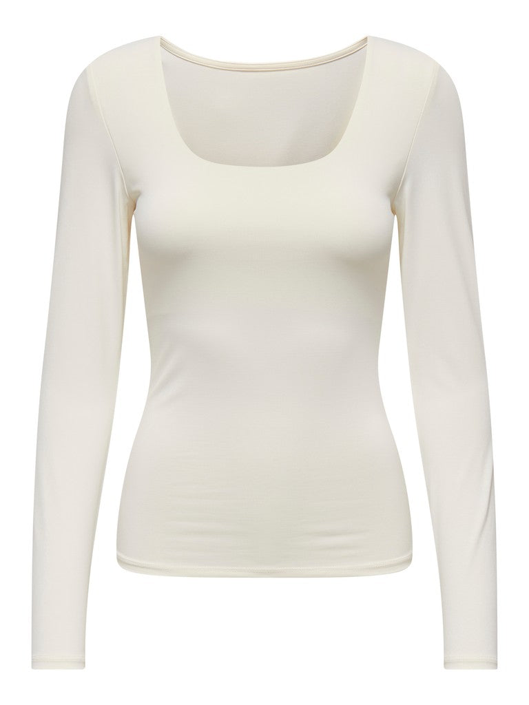 ONLEA L/S 2-WAY DEEP NECK TOP