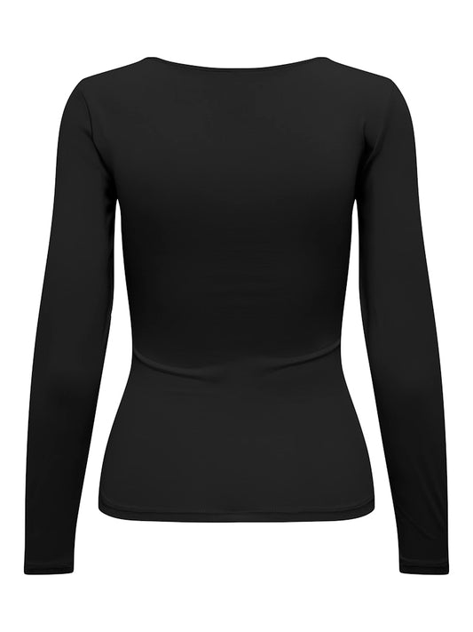 ONLEA L/S 2-WAY DEEP NECK TOP