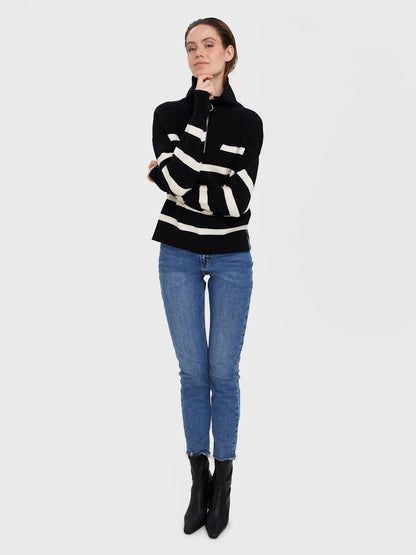 VMSABA STRIPE LS HIGHNECK BLOU