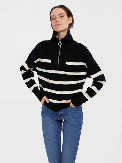 VMSABA STRIPE LS HIGHNECK BLOU
