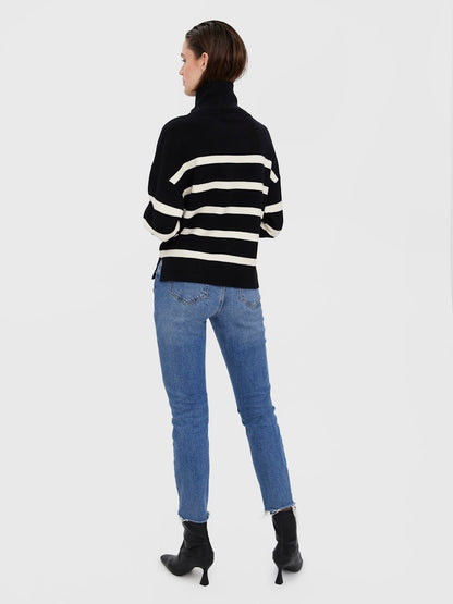 VMSABA STRIPE LS HIGHNECK BLOU