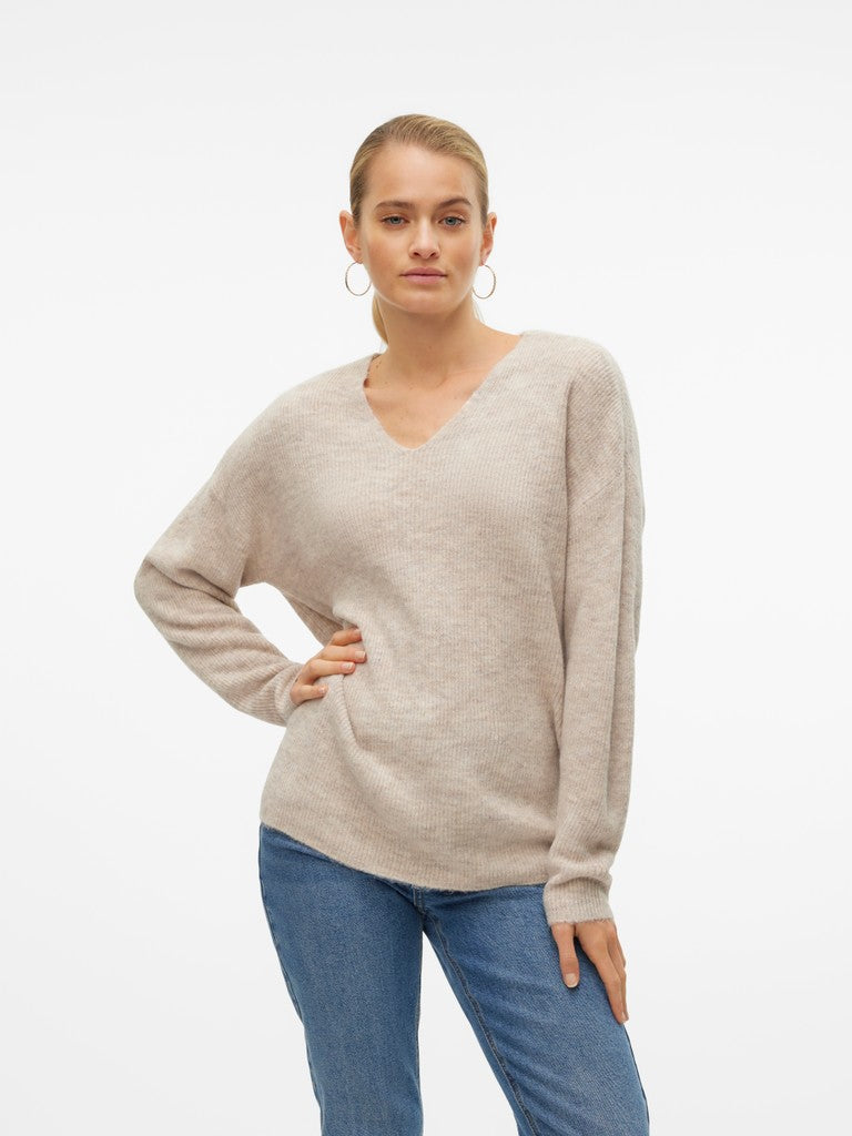VMCREWLEFILE LS V-NECK BLOUSE