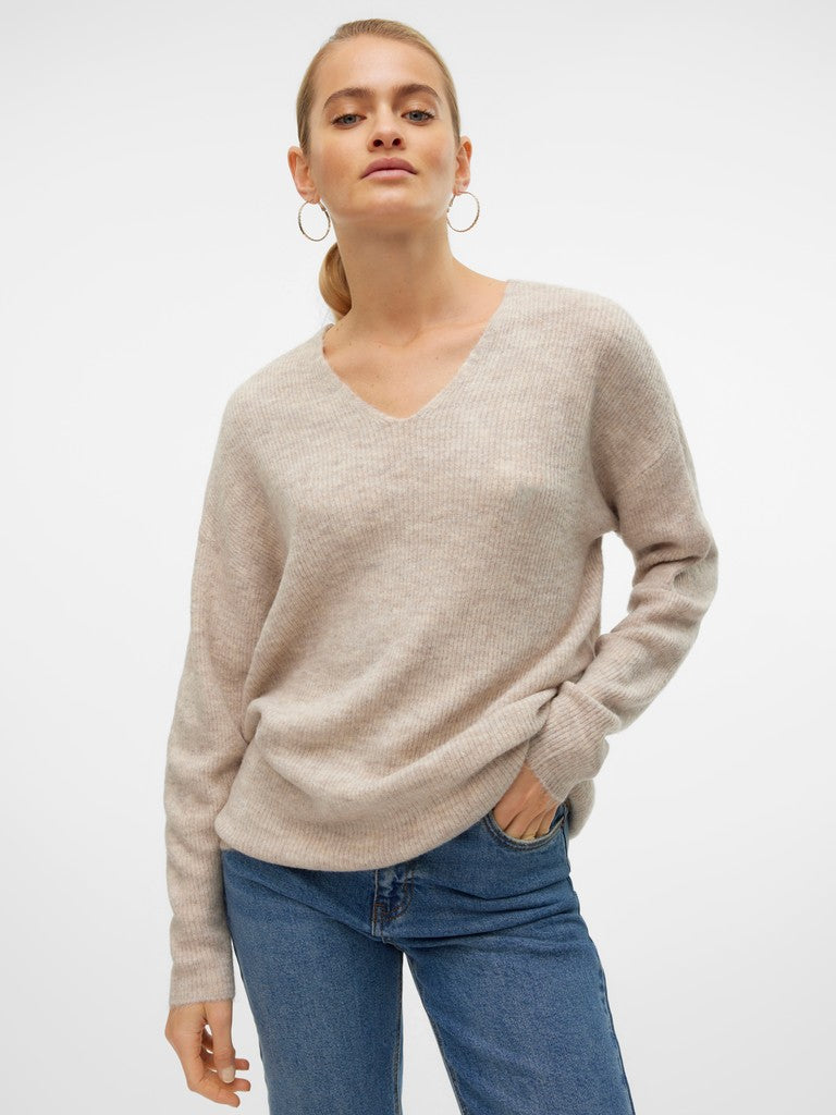 VMCREWLEFILE LS V-NECK BLOUSE