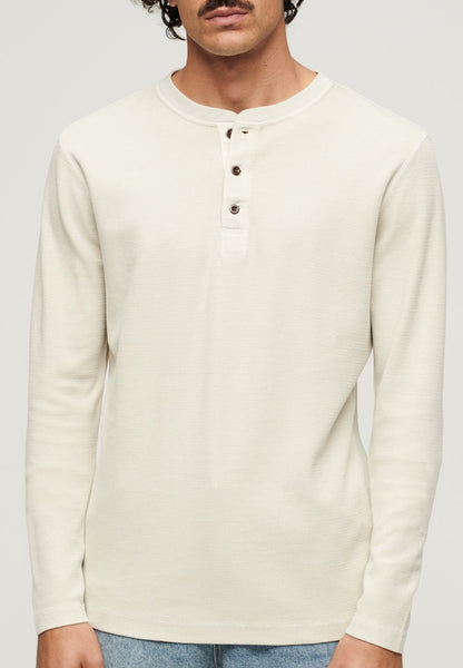 WAFFLE LONG SLEEVE HENLEY TOP