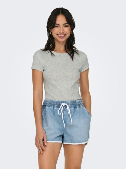 ONLELINA S/S O-NECK SHORT TOP