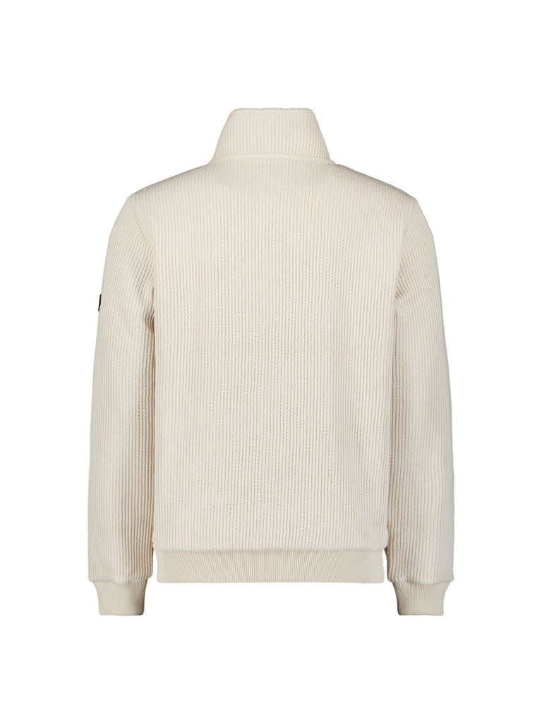 Sweater Full Zip Stand Up Collar Bonded Knit