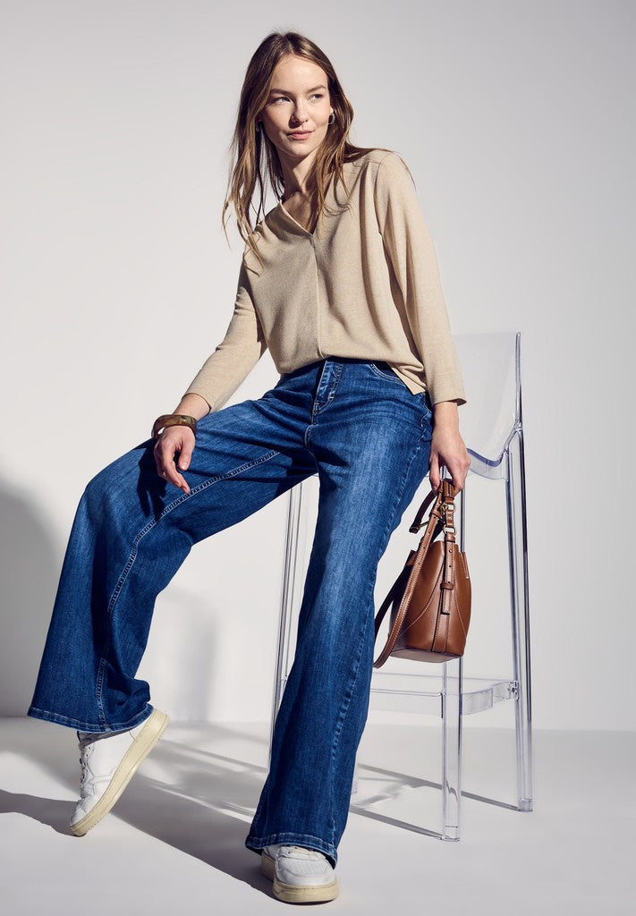linen look v-neck shirt