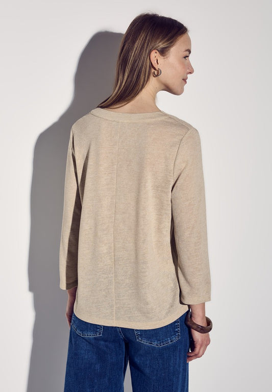 linen look v-neck shirt