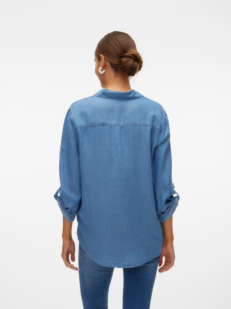 VMBREE 7/8 SLEEVE LOOSE TENCEL SHIR