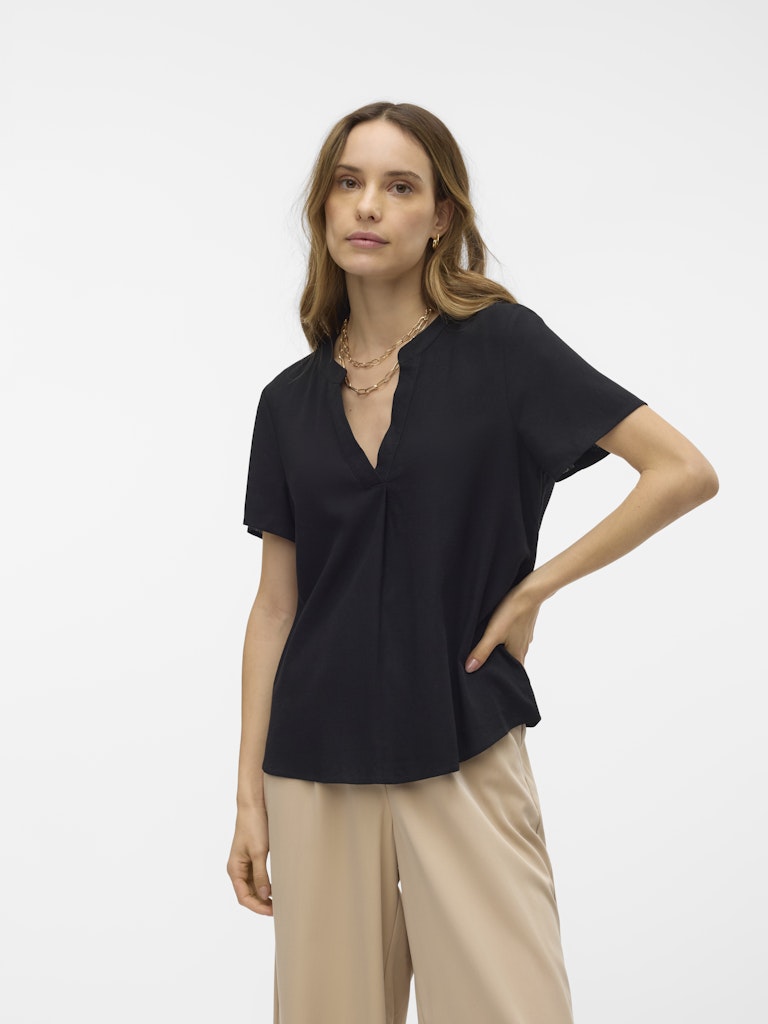 VMMYMILO SS V-NECK TOP WVN GA