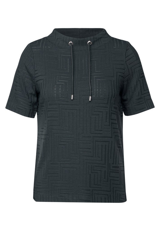 Jacquard Burn Out Funnel Neck