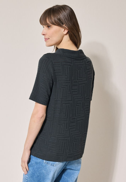 Jacquard Burn Out Funnel Neck