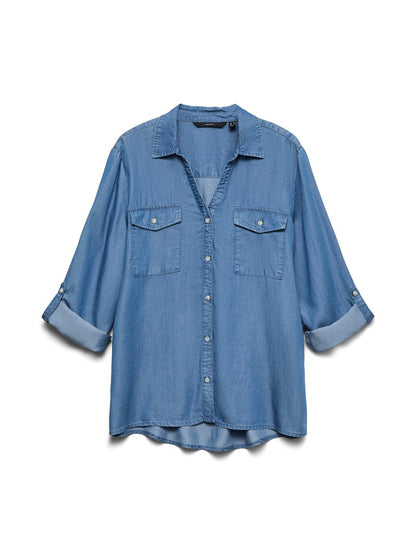 VMBREE 7/8 SLEEVE LOOSE TENCEL SHIR