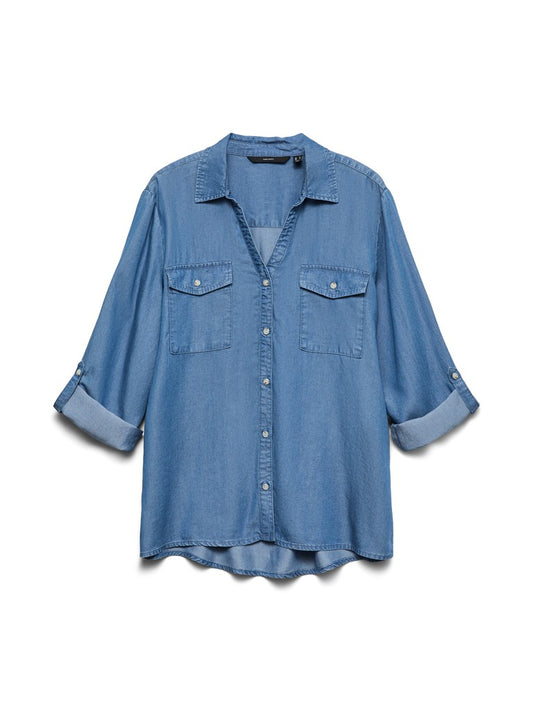 VMBREE 7/8 SLEEVE LOOSE TENCEL SHIR