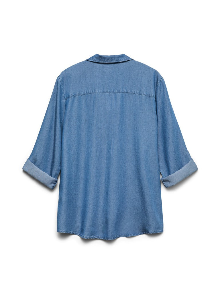 VMBREE 7/8 SLEEVE LOOSE TENCEL SHIR