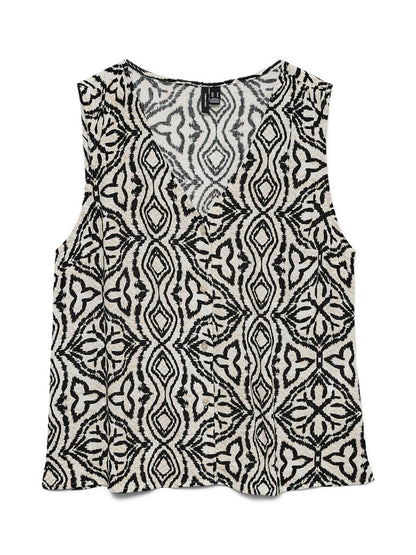 VMMENNY SL V-NECK TOP WVN BOO