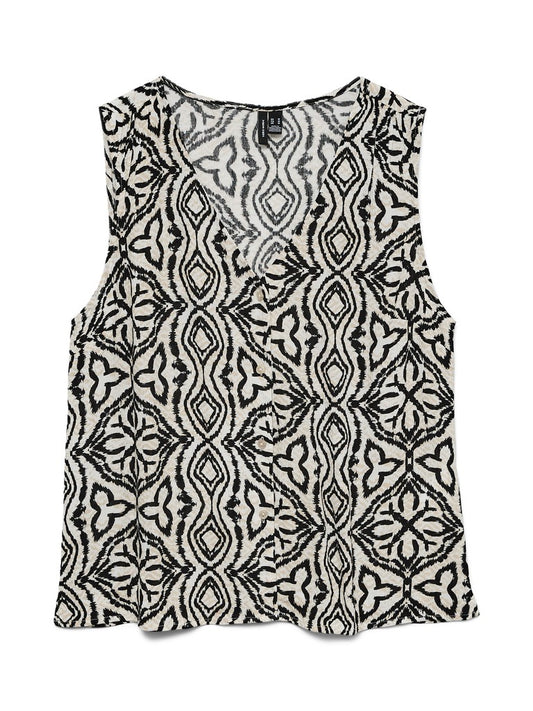 VMMENNY SL V-NECK TOP WVN BOO