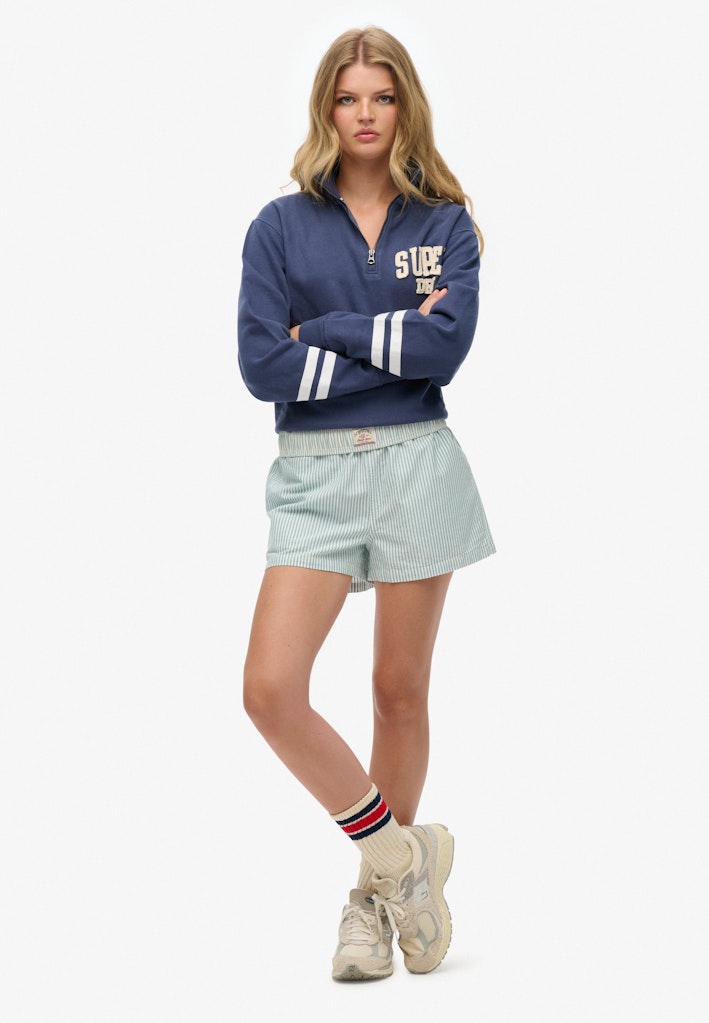 COTTON STRIPE ELASTIC SHORT
