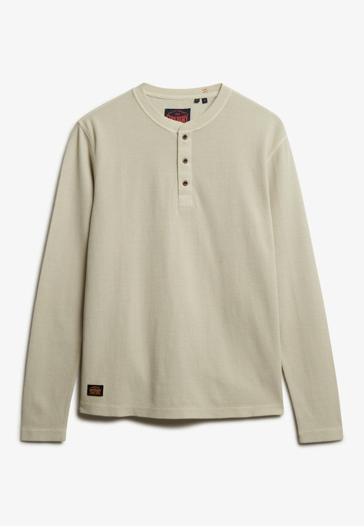 WAFFLE LONG SLEEVE HENLEY TOP