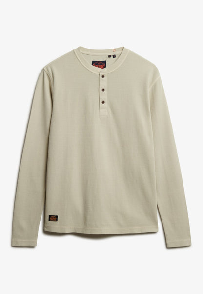 WAFFLE LONG SLEEVE HENLEY TOP
