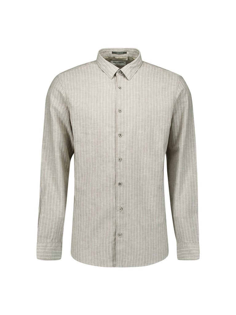 Shirt Vertical Small Stripe With Linen