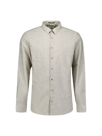 Shirt Vertical Small Stripe With Linen