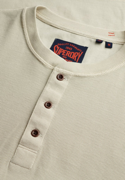 WAFFLE LONG SLEEVE HENLEY TOP
