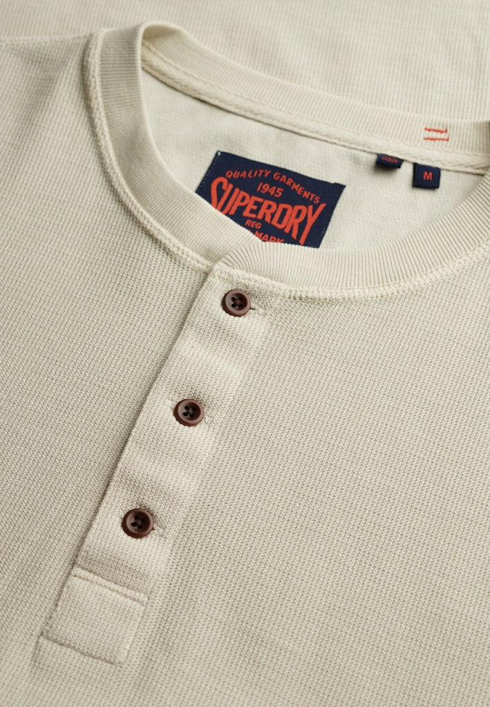 WAFFLE LONG SLEEVE HENLEY TOP