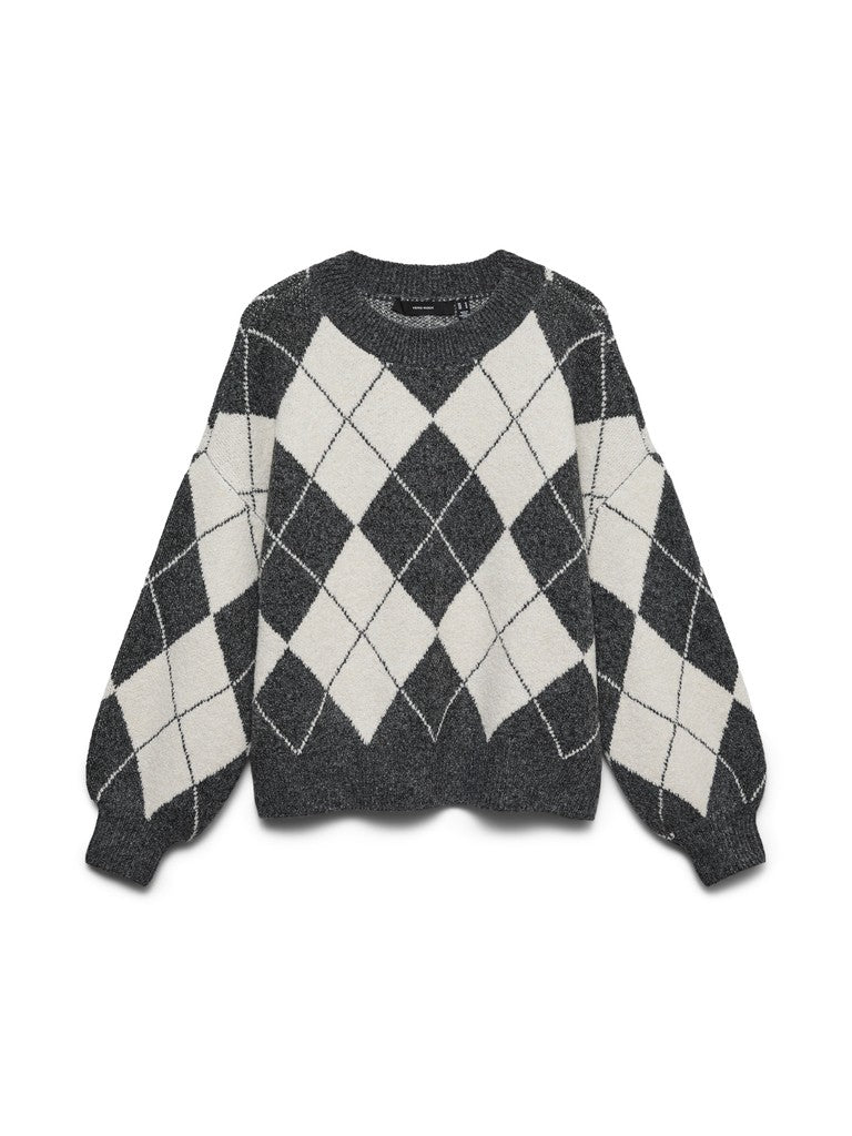 VMDOFFY JAQUARD LS O-NCK PULLOVER N