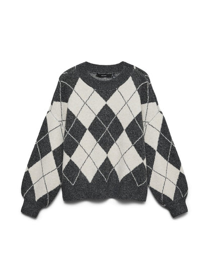VMDOFFY JAQUARD LS O-NCK PULLOVER N