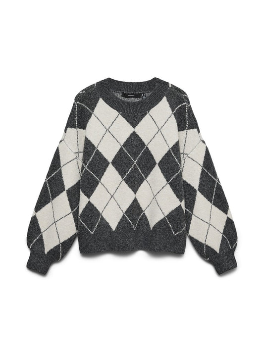 VMDOFFY JAQUARD LS O-NCK PULLOVER N