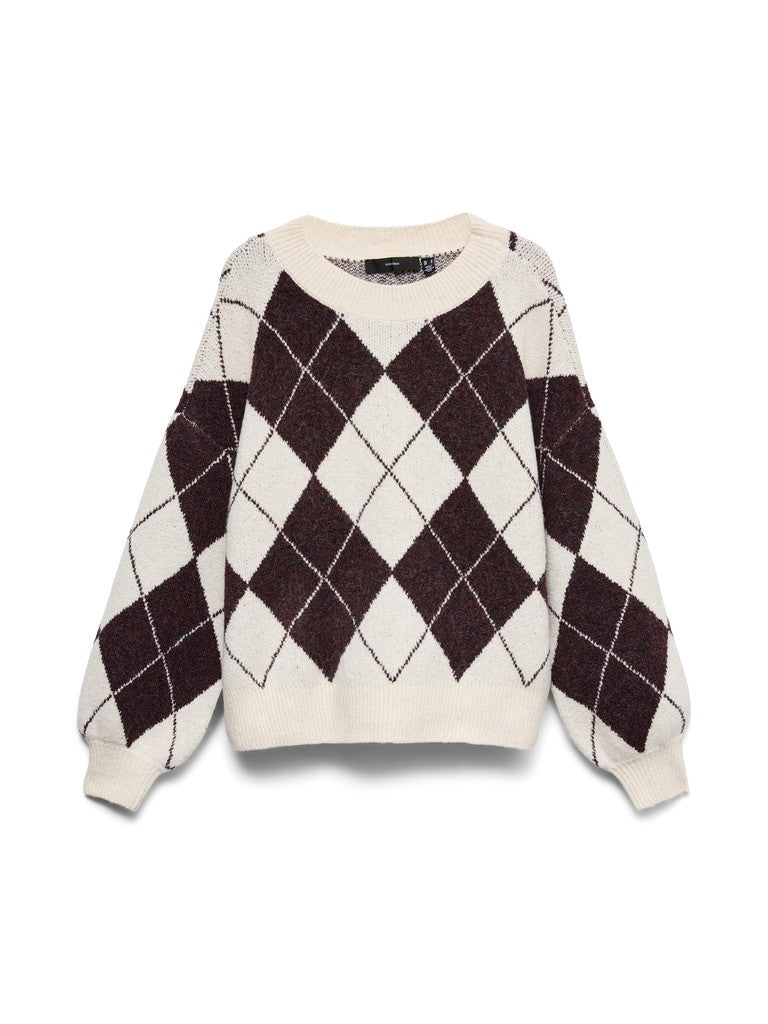 VMDOFFY JAQUARD LS O-NCK PULLOVER N