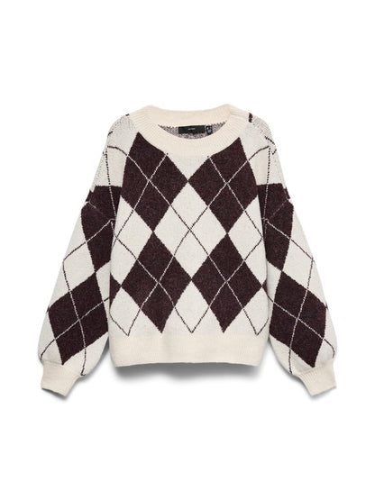 VMDOFFY JAQUARD LS O-NCK PULLOVER N