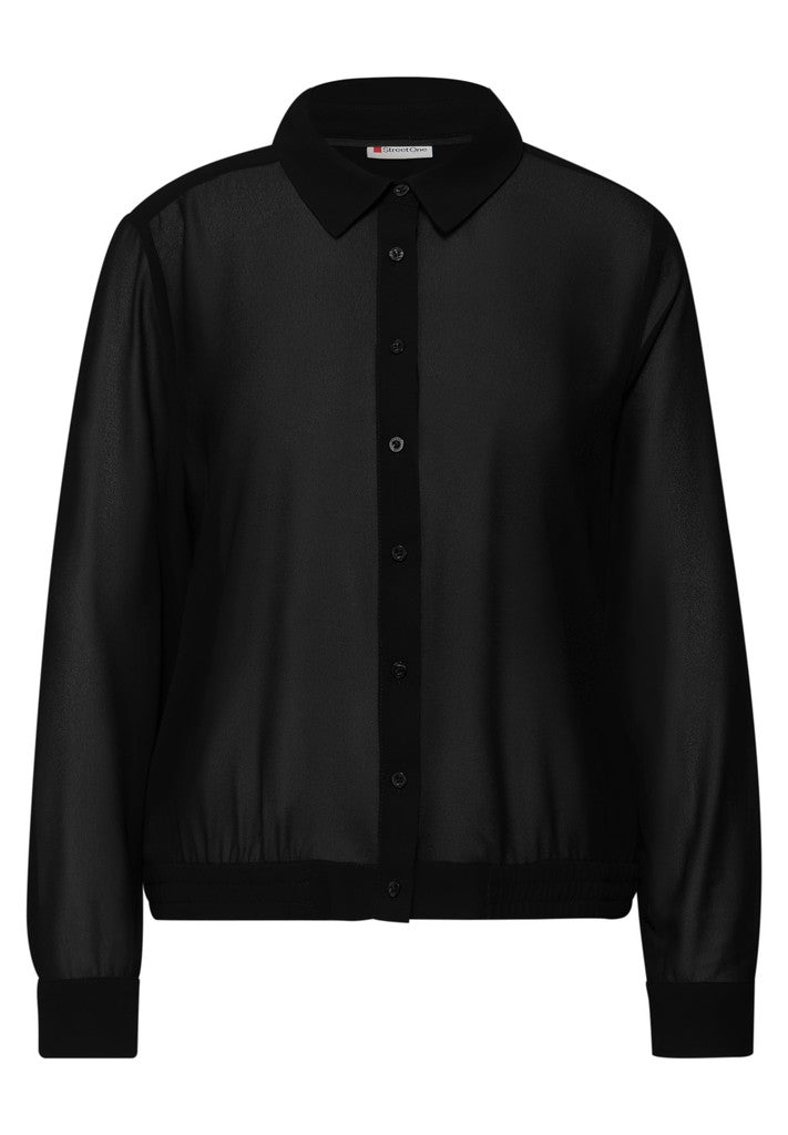 Chiffon buttoned shirtcollar b