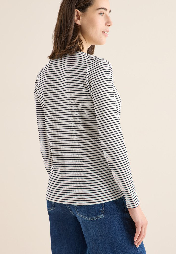 Stripe Rib Boatneck Shirt