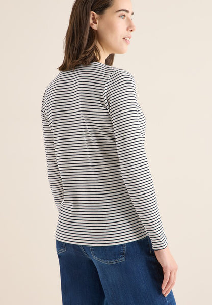 Stripe Rib Boatneck Shirt
