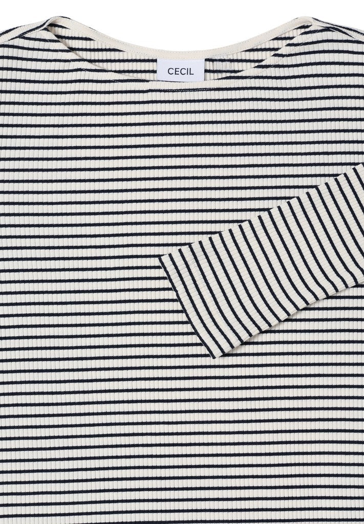 Stripe Rib Boatneck Shirt