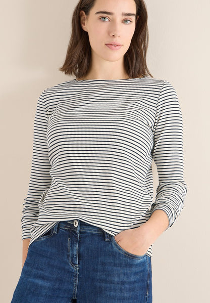 Stripe Rib Boatneck Shirt