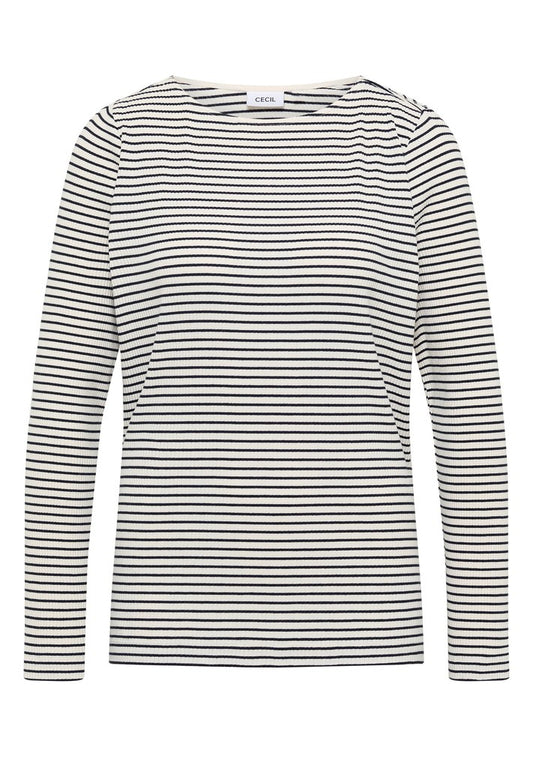 Stripe Rib Boatneck Shirt