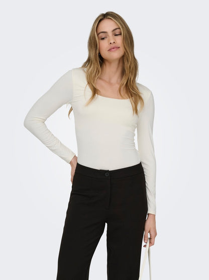 ONLEA L/S 2-WAY DEEP NECK TOP