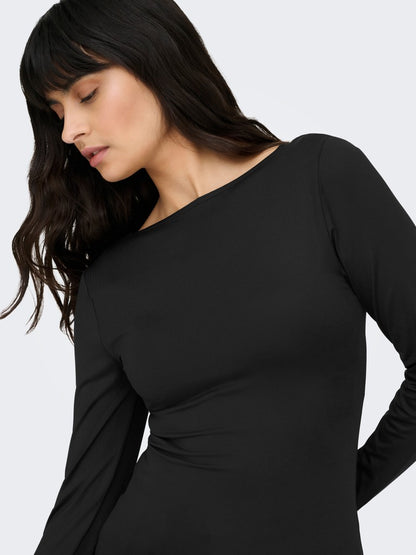 ONLEA L/S 2-WAY DEEP NECK TOP