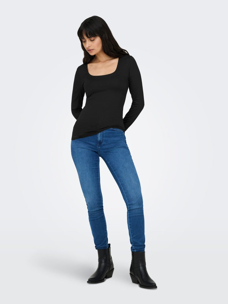 ONLEA L/S 2-WAY DEEP NECK TOP